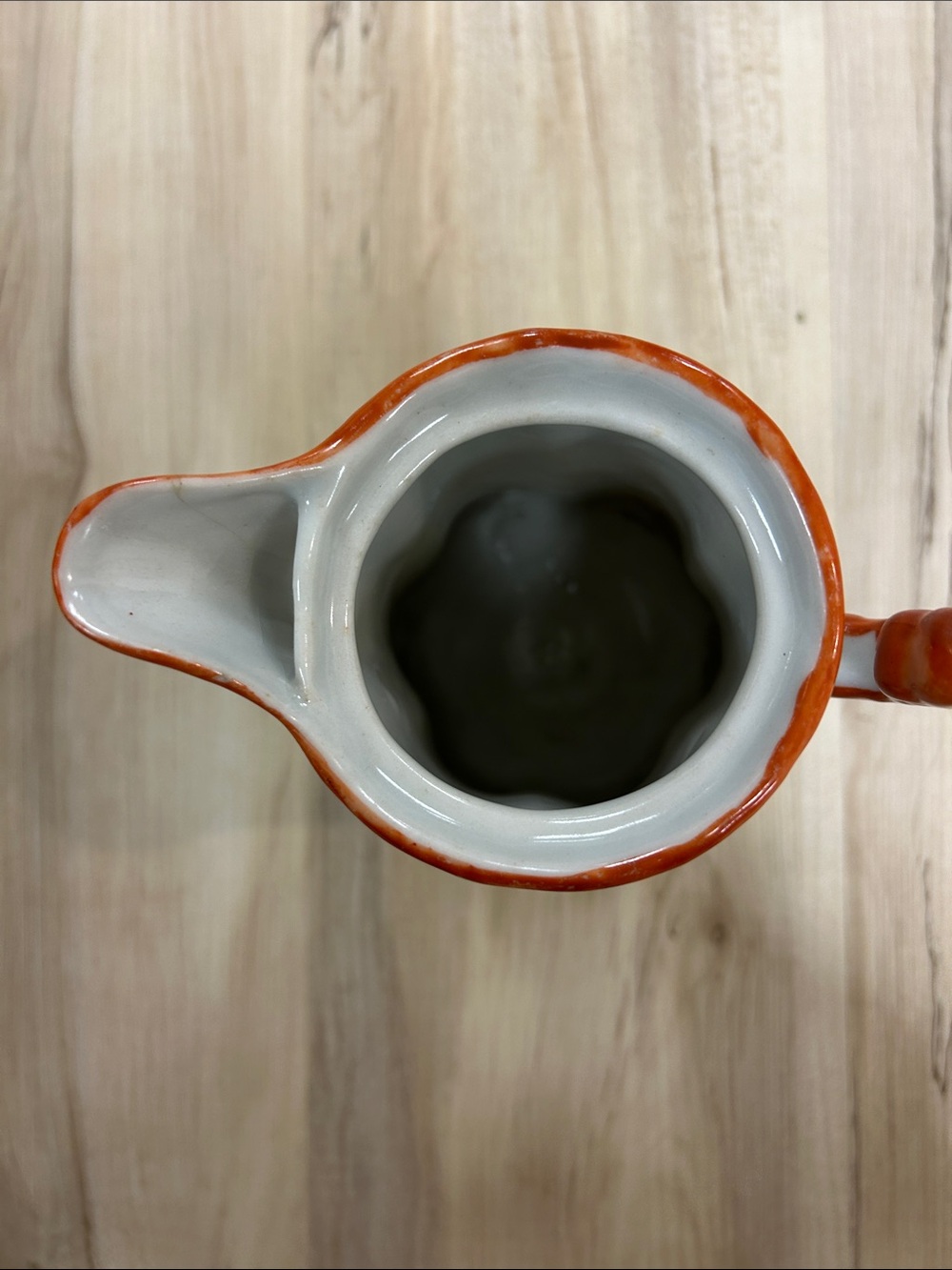 Porcelain Decorative Pitcher - Orange and Teal Home Art image 4